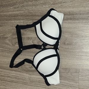 White and Black Bikini Top - XS